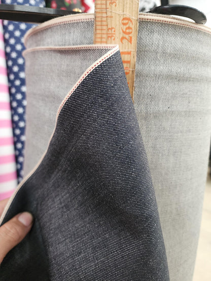 AD Fabric Cotton Denim Selvedge indigo Dark Blue stretch, 33" wide, sold by yard