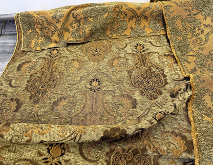 Chenille BAROQUE UPHOLSTERY Fabric Jacquard Damask, 58" wide ,color Sage green, sold by yard in continuous yards