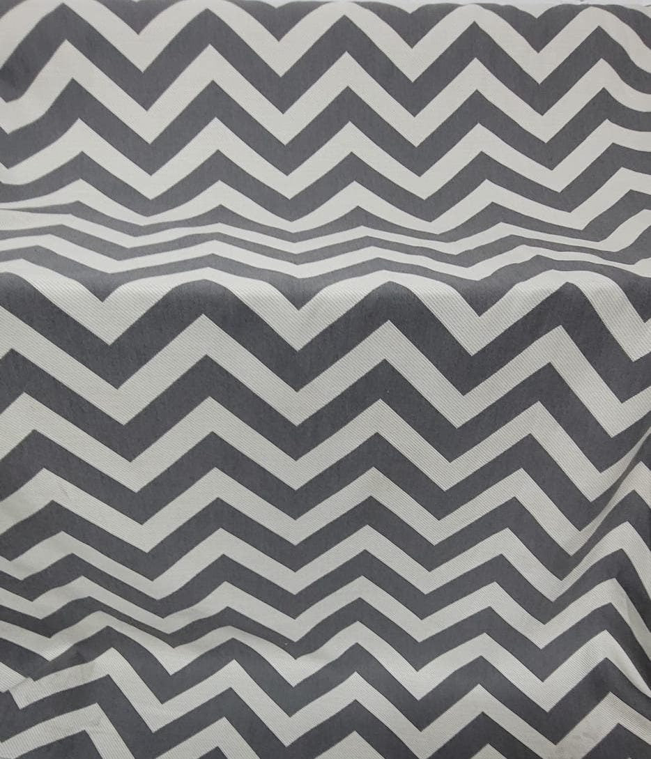 Schumacher 65922 Antibes Chevron Oxford Grey Fabric
