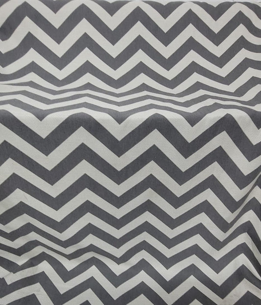 Schumacher 65922 Antibes Chevron Oxford Grey Fabric
