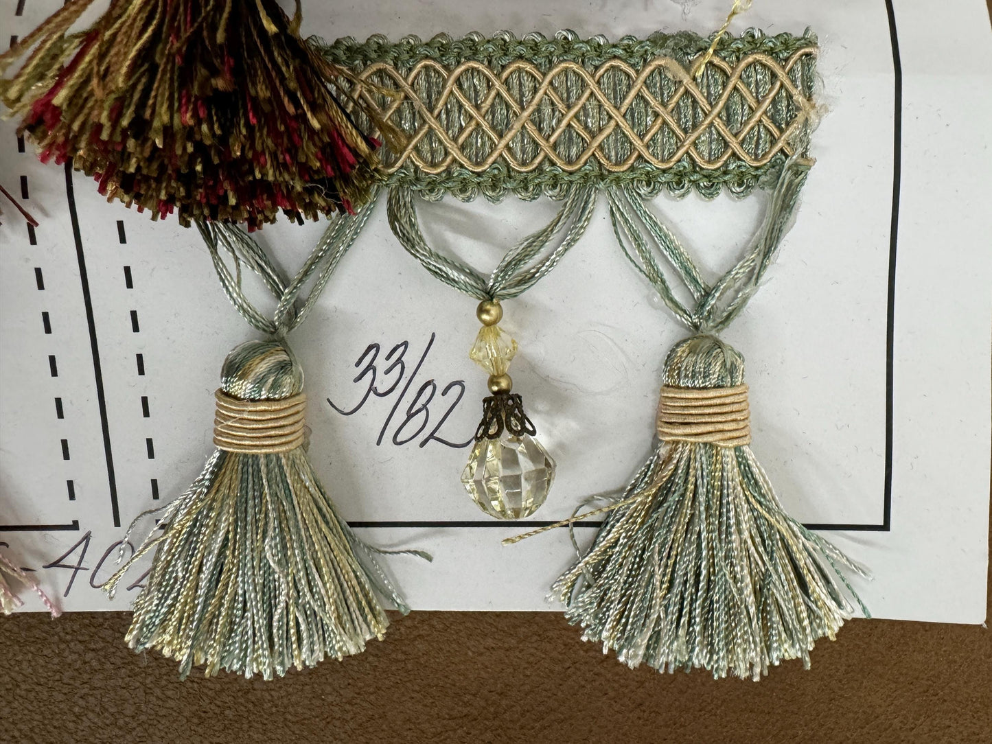 3.5” Tear Drop Beaded Trim Fringe Gimp Top Sold By The Yard Taupe / Clear Ivory Tassel Trim Fringe Fabric  for Decoration