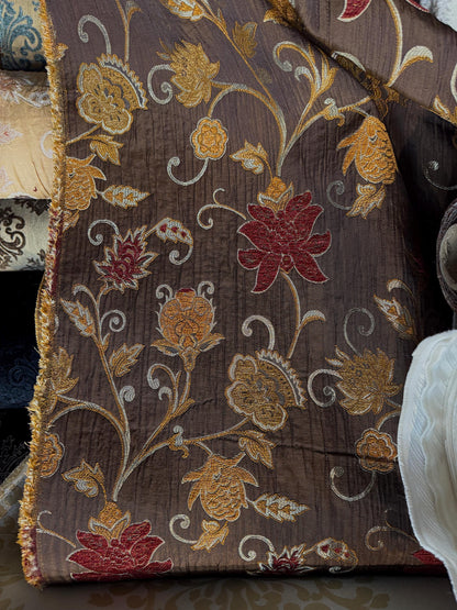 Vintage, Chenille BAROQUE UPHOLSTERY Fabric Jacquard floral, 58" wide ,color multicolor, sold by yard in continuous yards