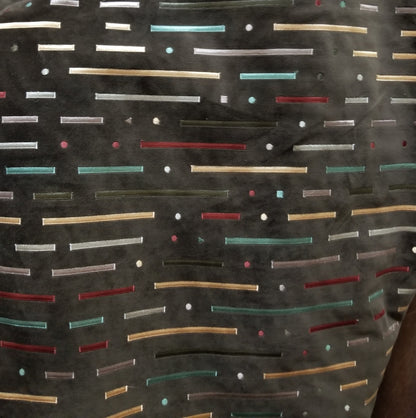 VELVET Brown fabric -painted striped  multicolor , upholstery fabric,  - 54" width - sold by yard
