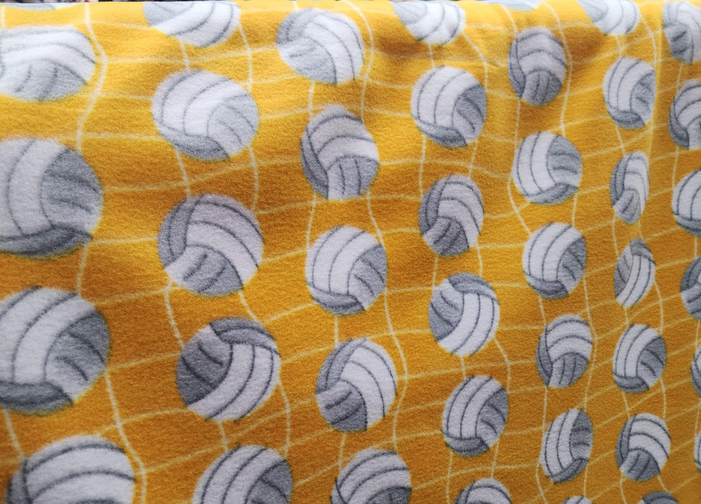 Yellow Volleyball Anti Pill Print Fleece Fabric 58 inches fabric sold by yard