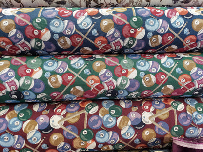 Vintage fabric, billiards pattern tapestry fabric 54 inches upholstery, sold by yard,