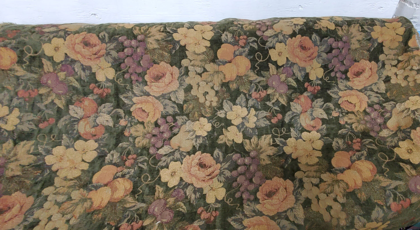 ad Quadrille Chenille Fabrics vintage 54" wide- Moss Green, sold by yard