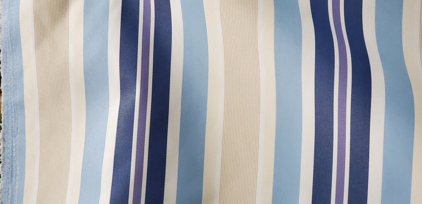 Waterproof Outdoor Canvas Patio Fabric, Multi Striped , Color Ivory, Navy , blue, 58 " wide, sold by yard