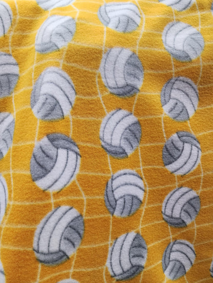 Yellow Volleyball Anti Pill Print Fleece Fabric 58 inches fabric sold by yard