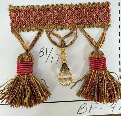 Tear Drop Beaded Trim Fringe Gimp, 3.5", Top Sold By The yard,  Tassel Trim Fringe Fabric  for Decoration