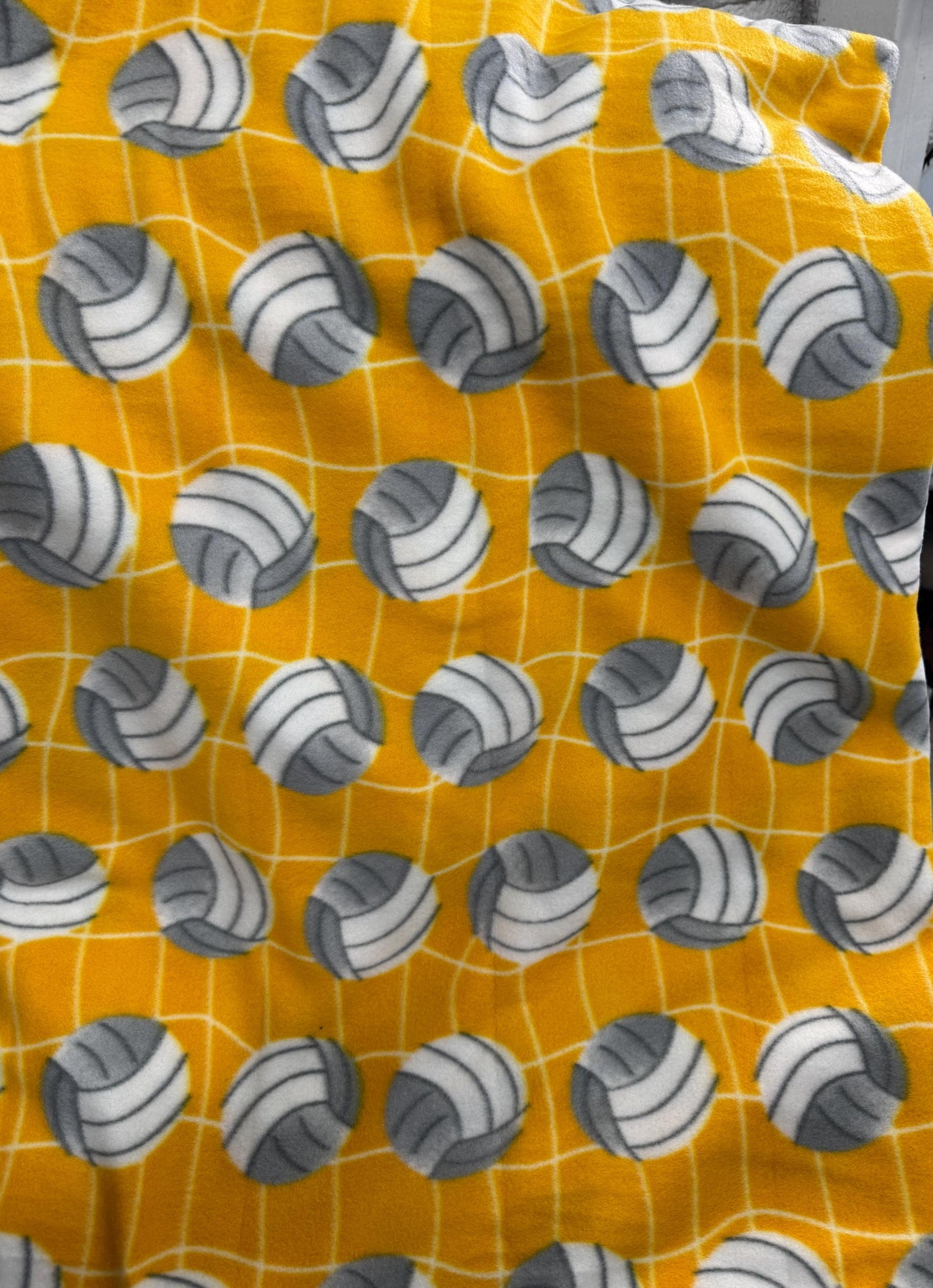 Yellow Volleyball Anti Pill Print Fleece Fabric 58 inches fabric sold by yard