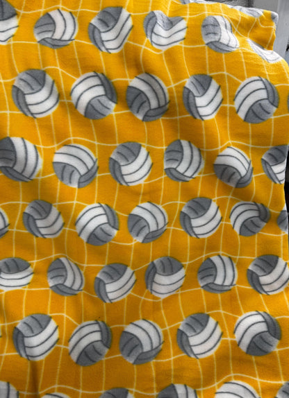 Yellow Volleyball Anti Pill Print Fleece Fabric 58 inches fabric sold by yard
