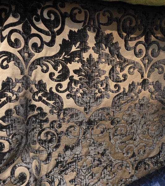 Chenille Fabric Upholstery, Jacquard Damask, 54" wide, color Chocolate, sold by yard in continuous yards