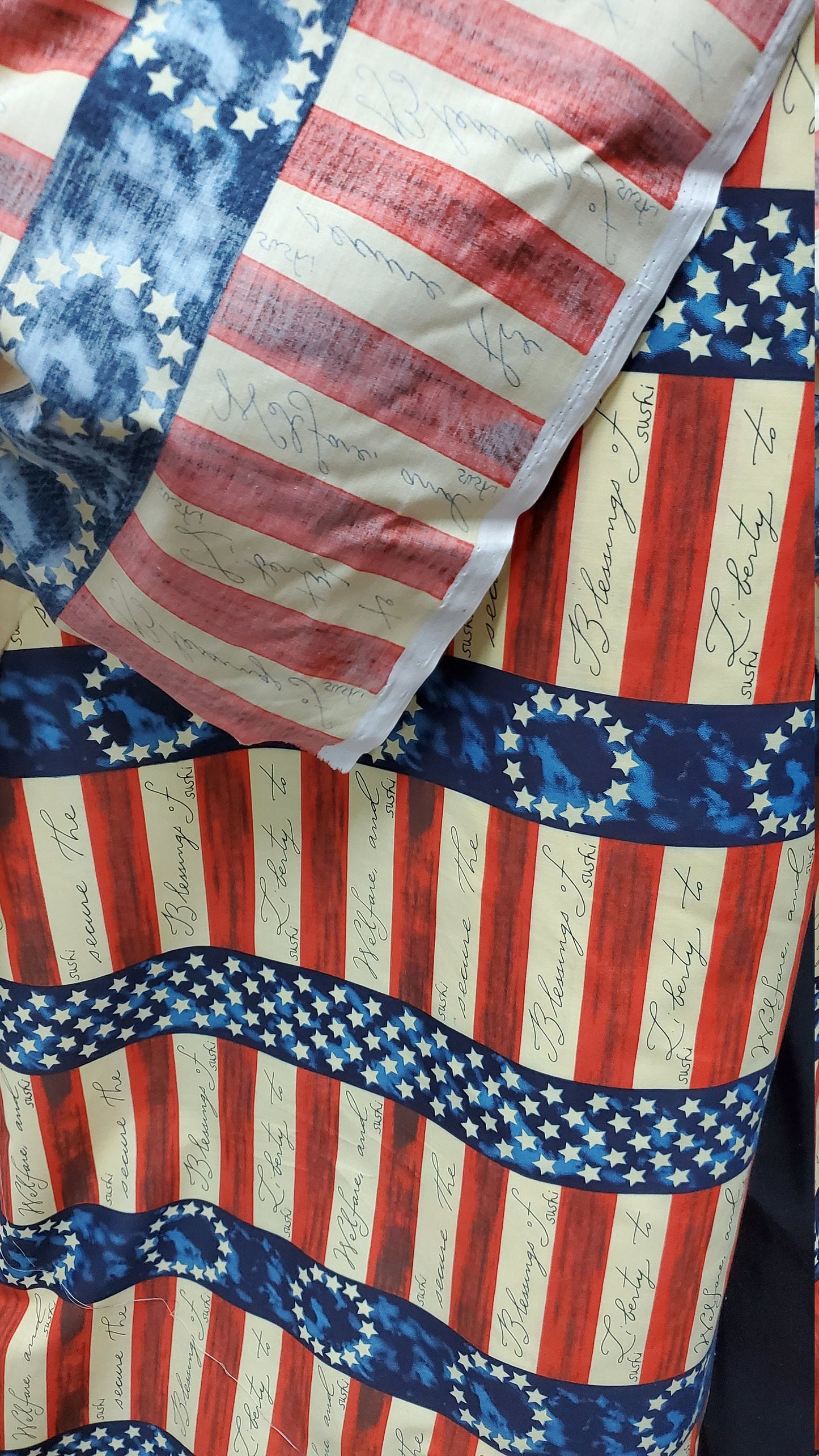 American Flag stripe colors print, 100% cotton Fabric. 54" wide, sold by yard
