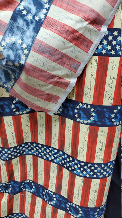 American Flag stripe colors print, 100% cotton Fabric. 54" wide, sold by yard