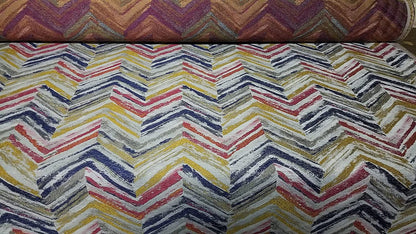 ad fabric Chevron - Zig Zag - Natural -MUL-Color Flame Stitch - Upholstery Fabric by The Yard