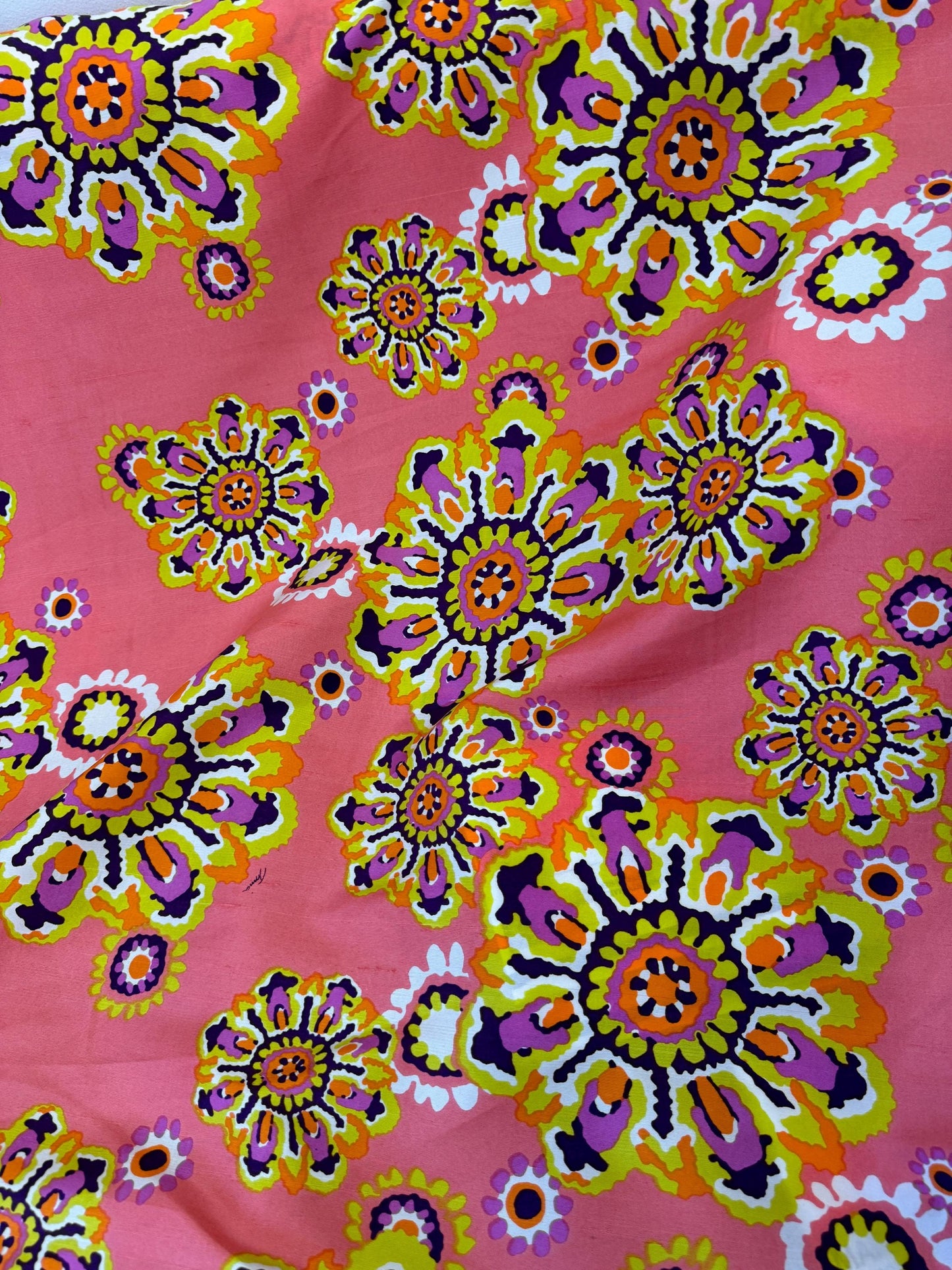 Silk Prints fabric, Floral design, 44" wide, sold by yard