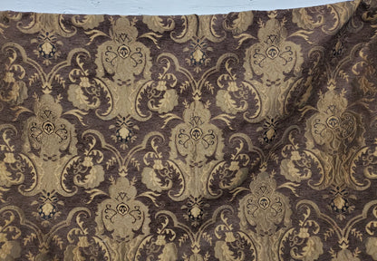 Chenille BAROQUE UPHOLSTERY Fabric Jacquard Damask, 58" wide ,color Brown, sold by yard in continuous yards
