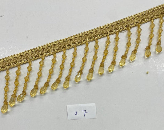 Braided Hanging Beads, Color gold, Tassel Trim Fringe Fabric Ribbon Trimming Handwork DIY Craft Sewing Accessory Lace for Decoration