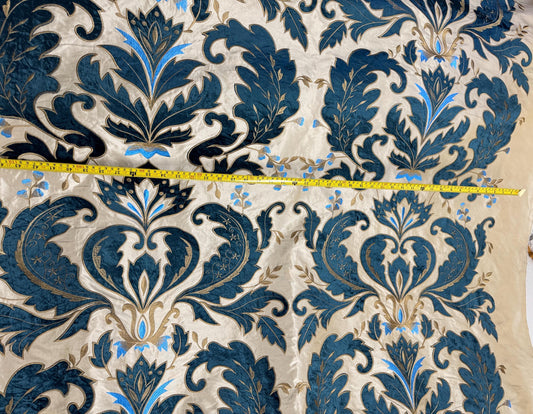 Taffeta  Faux Silk  Teal, Two Tone Embroidered  Taffeta Silk Like Fabric 58" Wide, sold by yard.