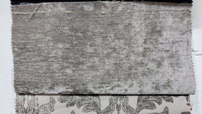 Chenille Fabric Upholstery,  Damask Burnout Chenille Velvet ,Jacquard Damask, 54" wide, color Silver/silver sold by yard in continuous yards