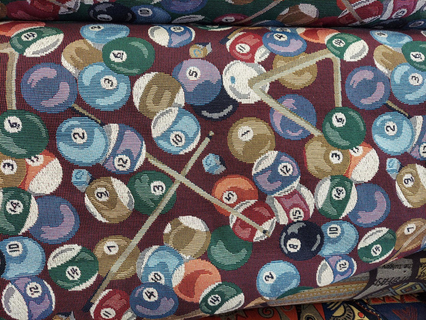 Vintage fabric, billiards pattern tapestry fabric 54 inches upholstery, sold by yard,