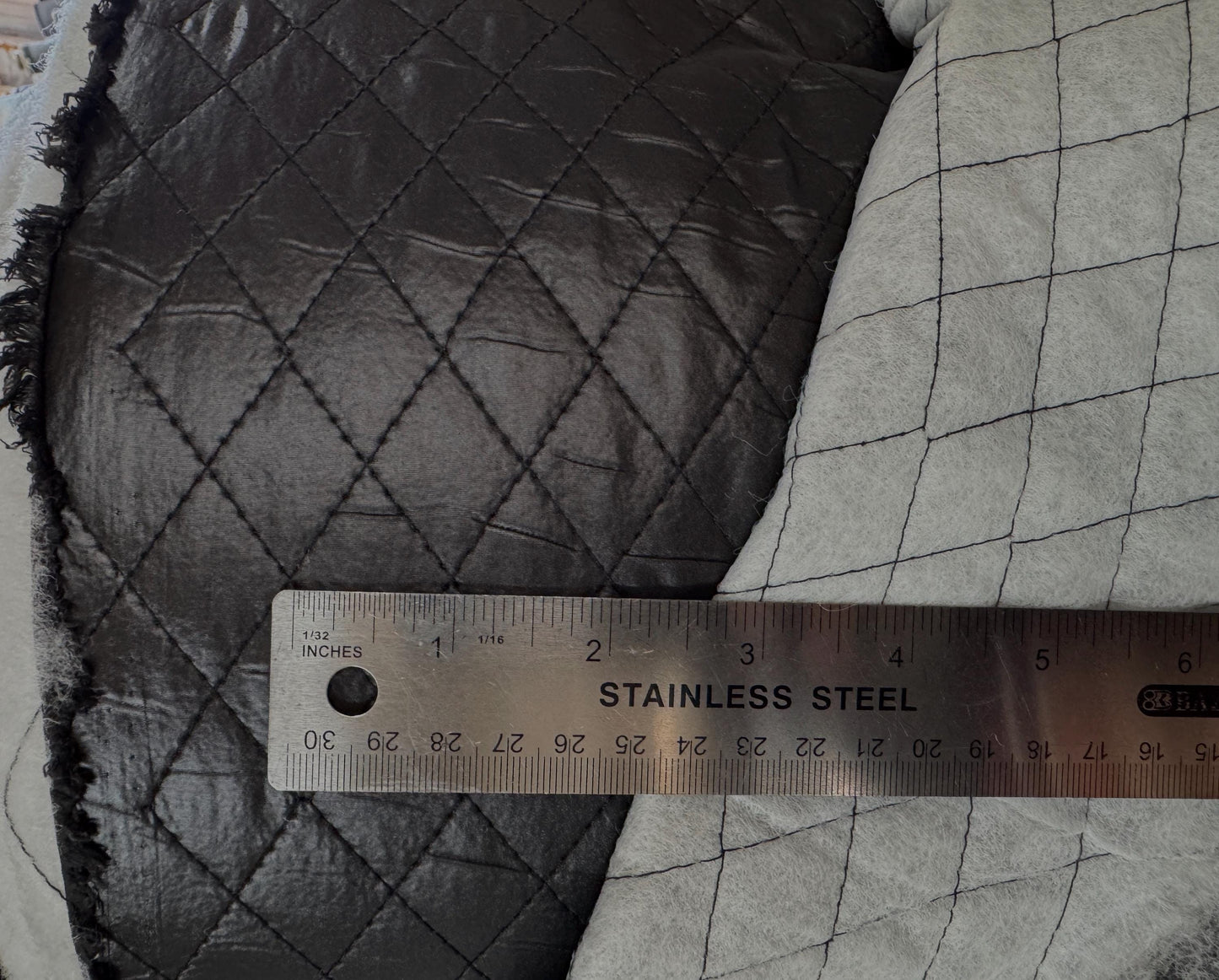 Polyester Quilted Padded Lining Fabric Black, 1" inche