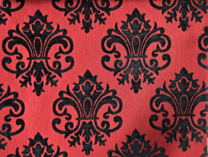 Chenille BAROQUE UPHOLSTERY Fabric Jacquard Damask, reversible, 54" wide ,color Crimson, sold by yard in continuous yards