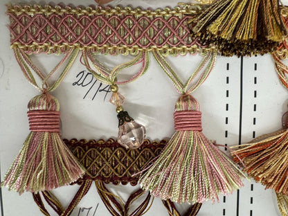 3.5” Tear Drop Beaded Trim Fringe Gimp Top Sold By The Yard Taupe / Clear Ivory Tassel Trim Fringe Fabric  for Decoration