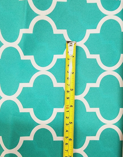 Outdoor Waterproof Upholstery Moroccan White on Aqua Canvas fabric 60" Wide