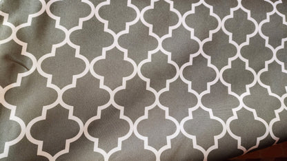 Outdoor Waterproof Upholstery Moroccan White on Grey Canvas fabric 60" Wide