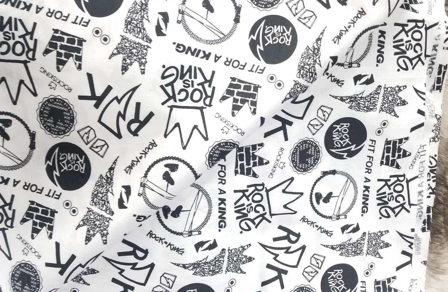 100% cotton fabric, 54" wide, Crown desing sold by yard Rock is King