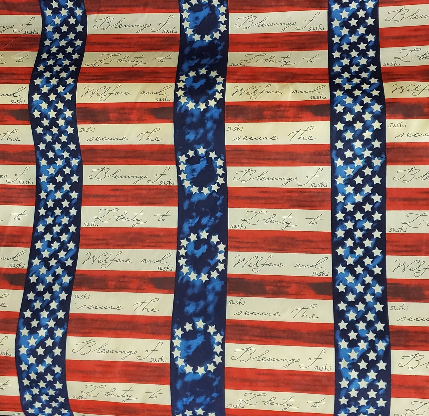 American Flag stripe colors print, 100% cotton Fabric. 54" wide, sold by yard