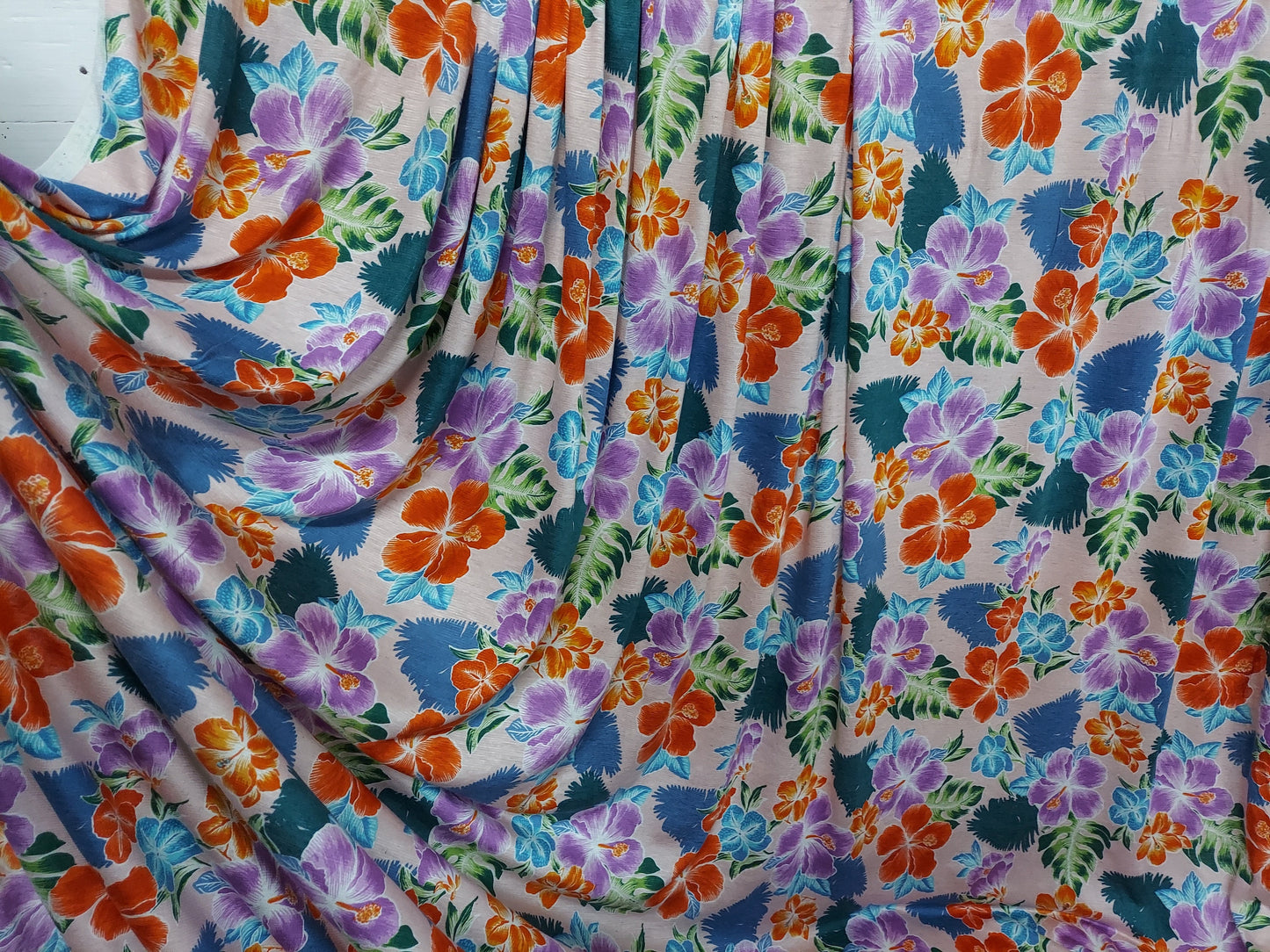 ad Rayon/linen fabric new floral print 58/60 sold by yard
