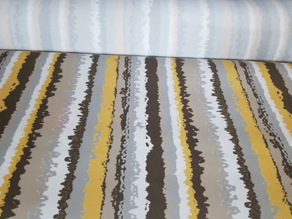 Waterproof Outdoor Canvas Patio Fabric, Multi Striped Brown,Gray/Yellow fabric, water repellent sold by yard, 58" wide