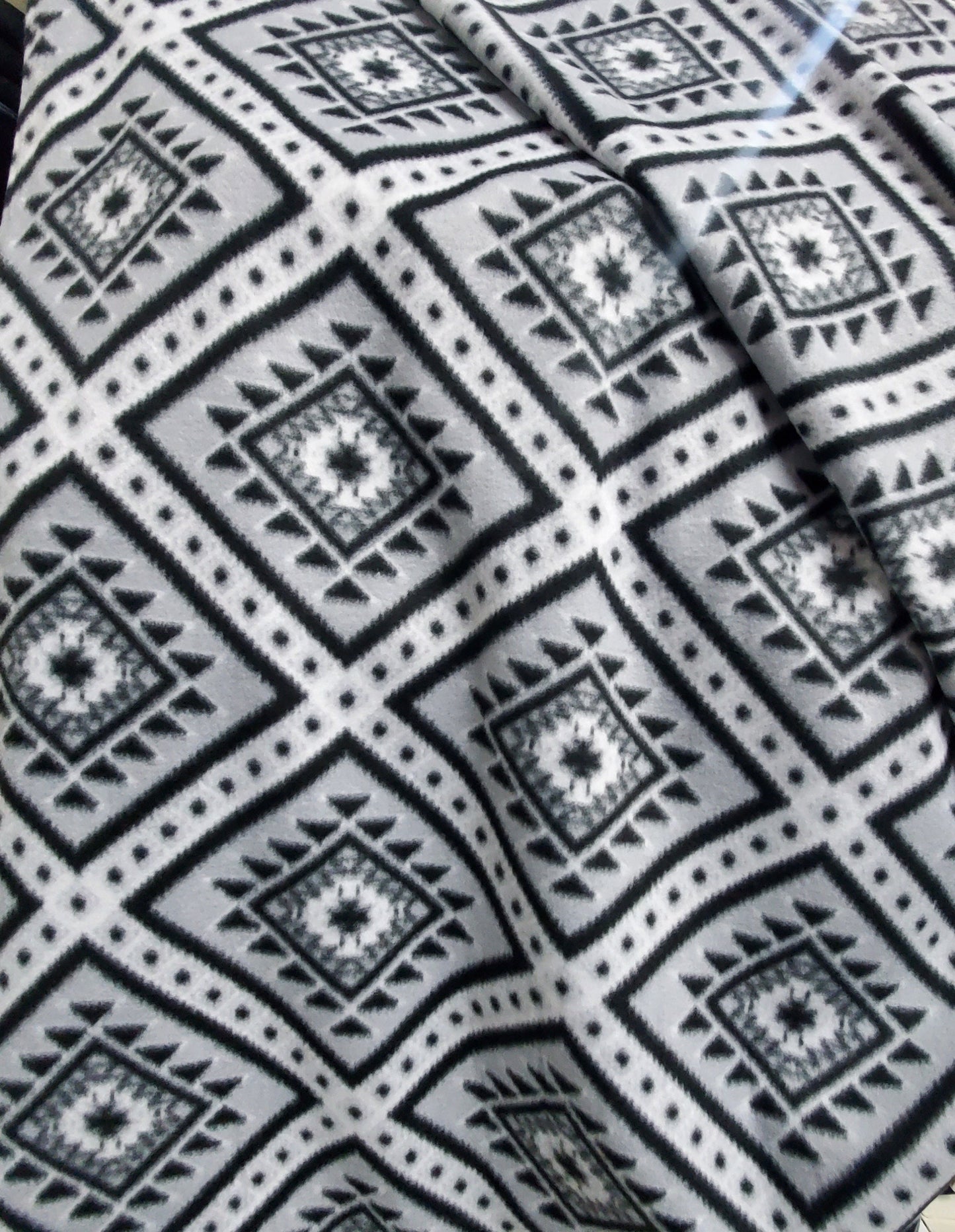 Fleece Fabric Ethnic Diamonds print ,  Fleece Polar, anti pill, By The Yard 60" Wide