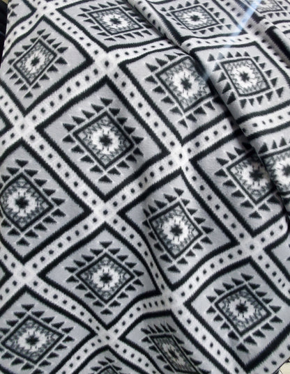 Fleece Fabric Ethnic Diamonds print ,  Fleece Polar, anti pill, By The Yard 60" Wide