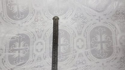 Liturgical Brocade,Church Gorgeous Cross acetatebrocade Fabric Cross Brocade off White Matte 60" Wide