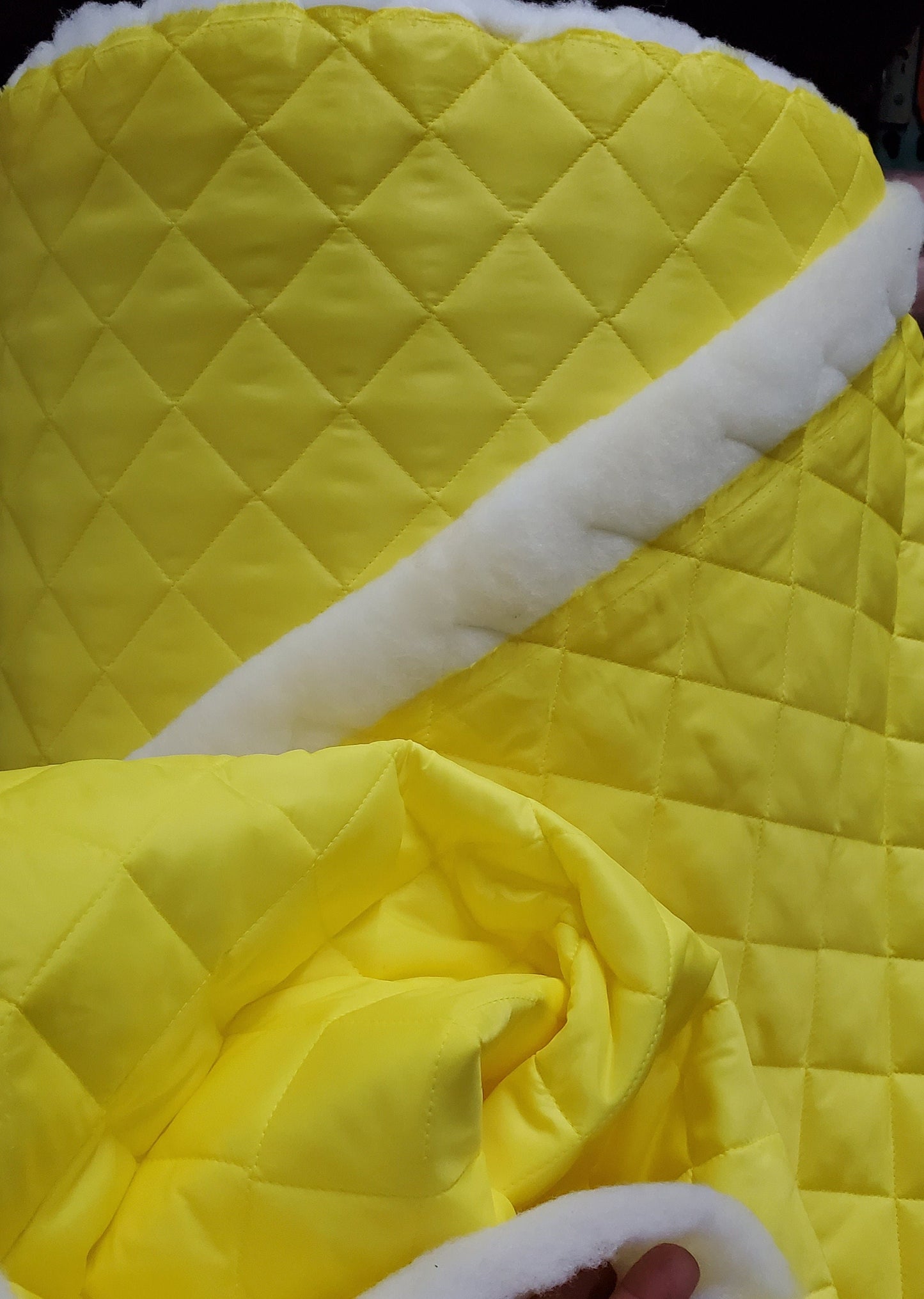 Quilted fabric, Polyester Quilted Padded Lining Fabric Yellow sold by yard, 60" wide