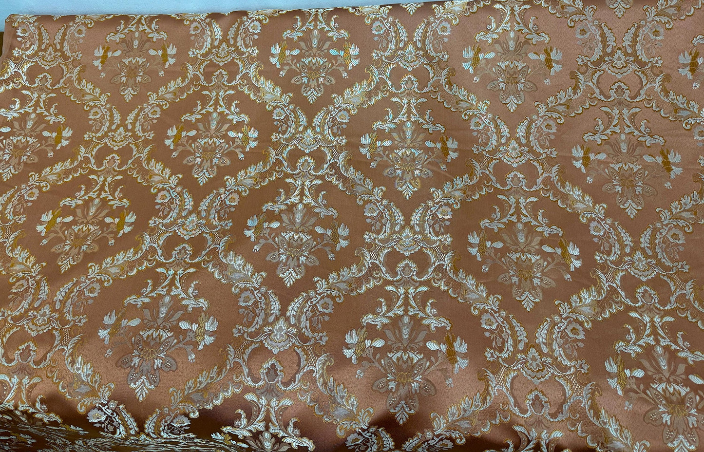 Damask Jacquard Brocade, victorya Classic Fabric 110" Wide, Color Rose/gold, Sold by Yard