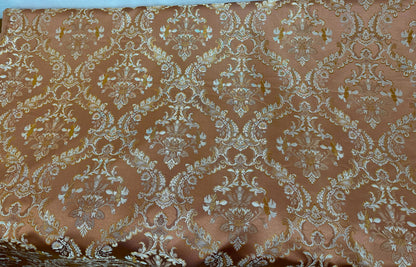 Damask Jacquard Brocade, victorya Classic Fabric 110" Wide, Color Rose/gold, Sold by Yard