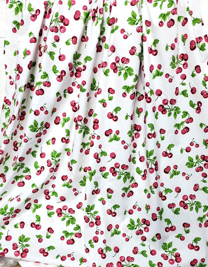 cotton fabric, Cherris print, yummy  cherries ,on white  fabric, 100% cotton  fabric, color multicolor, 58" wide, sold by yard