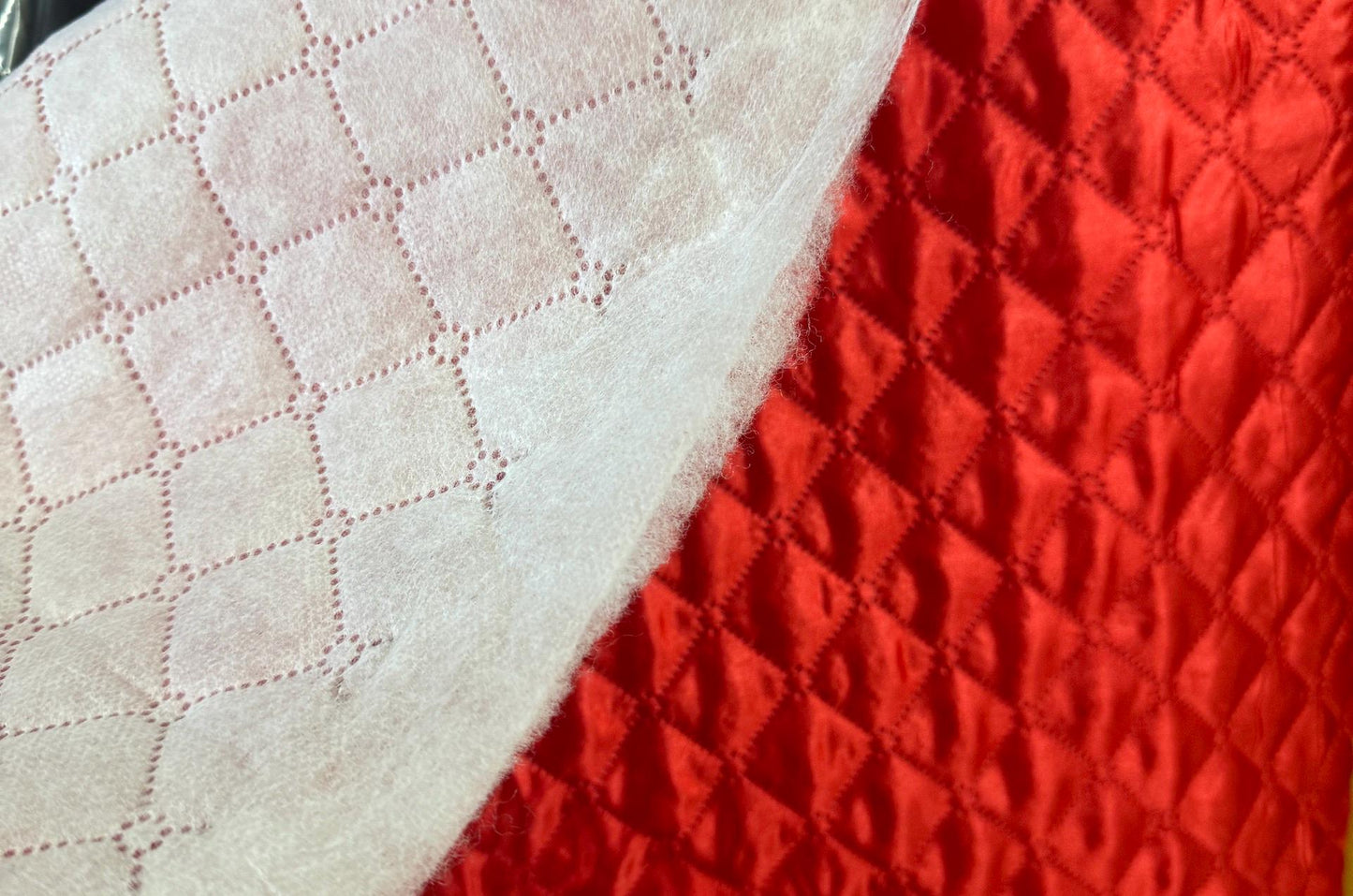 Polyester Quilted Padded Lining Fabric Red sold by yard, 60" wide