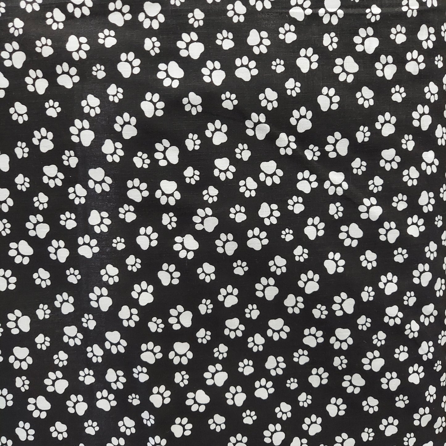 ad paw print Black/White Poly Cotton Printed Fabric Sold By The Yard