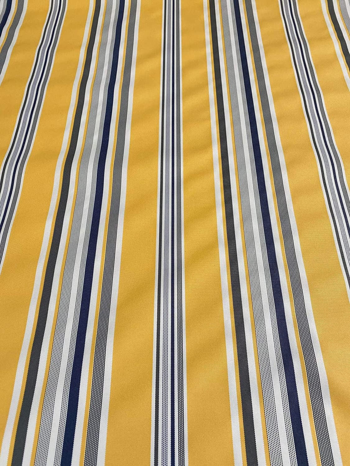Waterproof Outdoor Canvas Patio Fabric, Multi Striped , Color: White, grey, Yellow Blue, 58 " wide, sold by yard