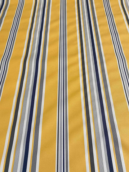Waterproof Outdoor Canvas Patio Fabric, Multi Striped , Color: White, grey, Yellow Blue, 58 " wide, sold by yard