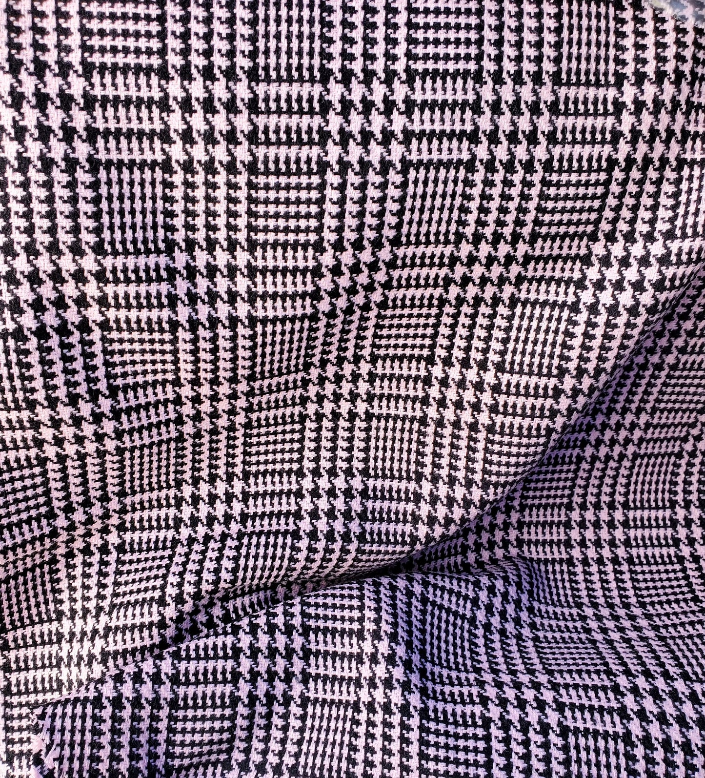 Houndstooth fabric, pink color, 58" wide, sold by yard