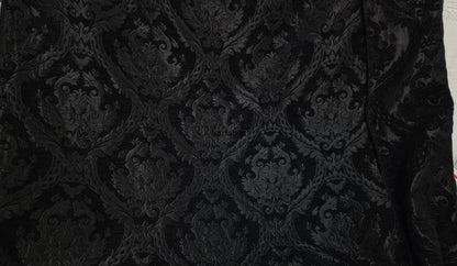 Damask tapestry chenille fabric - upholstery fabric, Black/Black - 56" width - sold by yard in continuous yards