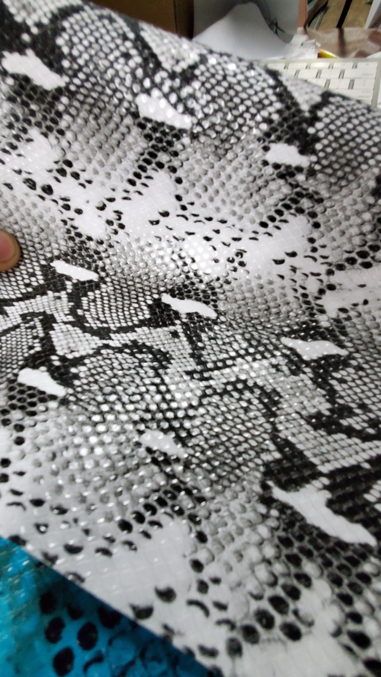 Vinyl King Cobra Snake White/Black Vinyl Animal Skin Fabric Sold By The Yard 54" wide