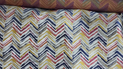 ad fabric Chevron - Zig Zag - Natural -MUL-Color Flame Stitch - Upholstery Fabric by The Yard