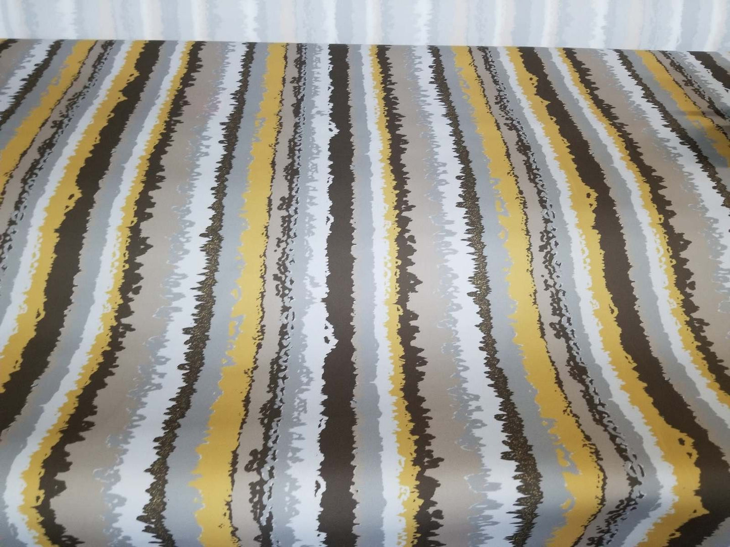 Waterproof Outdoor Canvas Patio Fabric, Multi Striped Brown,Gray/Yellow fabric, water repellent sold by yard, 58" wide